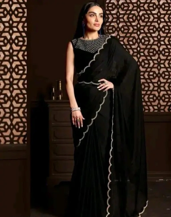 Neha Collection Women Party Wear Silk Saree - Black, Free Size