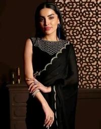Neha Collection Women Party Wear Silk Saree - Black, Free Size
