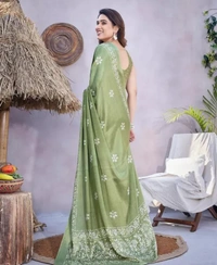 Neha Collection Women Batik Printed Art Silk Saree - Norway, Free Size