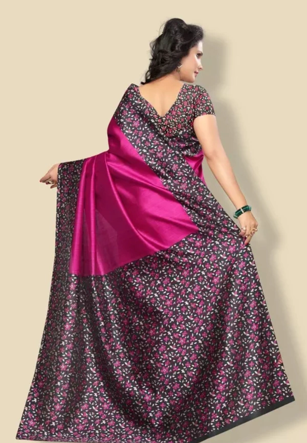 Neha Collection Women Art Silk Saree With Blouse - Pink, Free Size