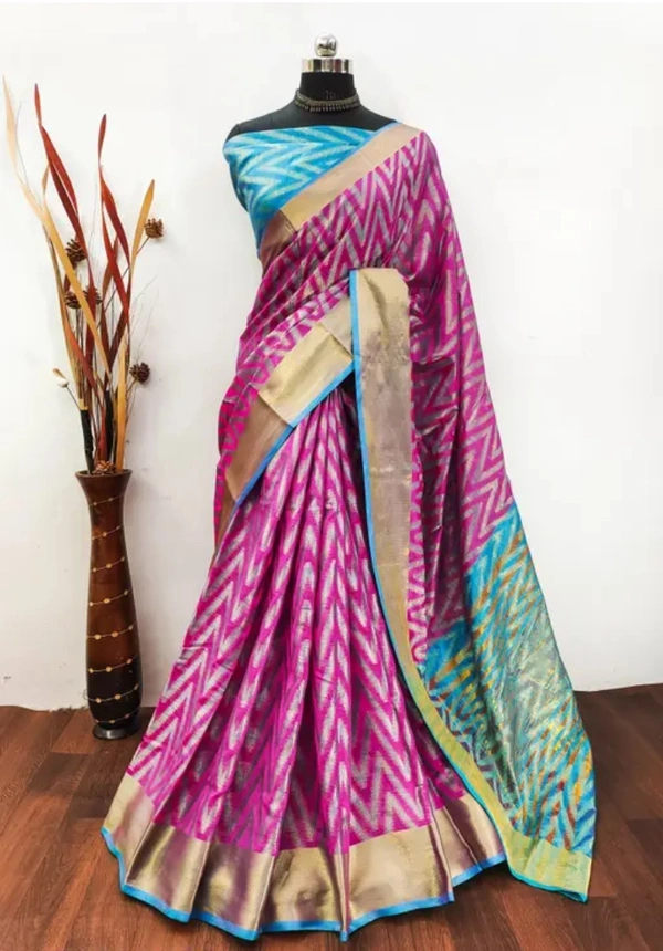 Neha Collection Women Kanjivaram Art Silk Saree - Magenta / Fuchsia, Free Size