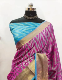 Neha Collection Women Kanjivaram Art Silk Saree - Magenta / Fuchsia, Free Size