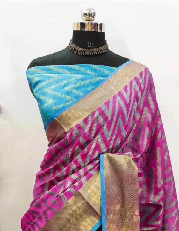 Neha Collection Women Kanjivaram Art Silk Saree - Magenta / Fuchsia, Free Size