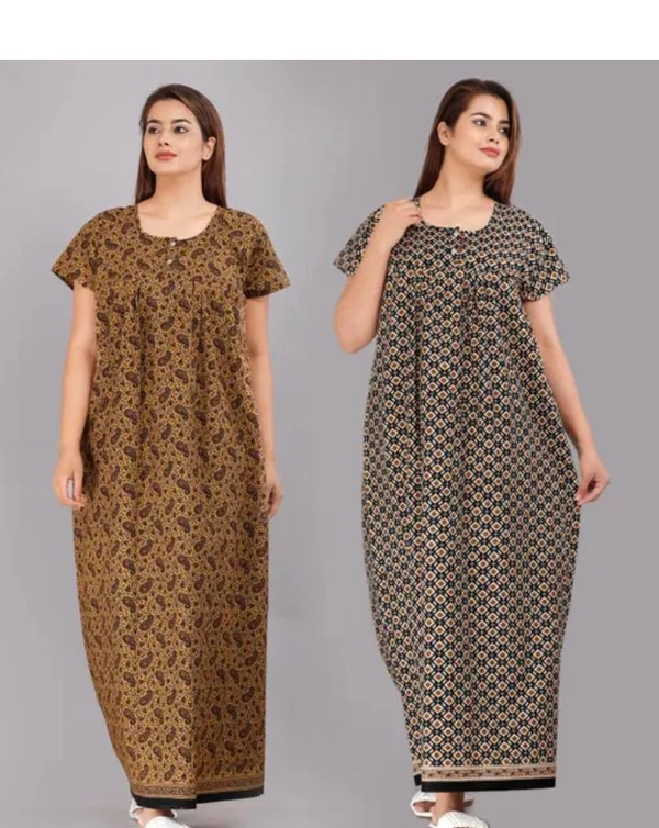 Neha Collection Women's Cotton Nightdress Nighty - Bourbon, Free Size
