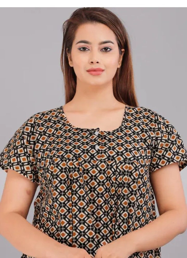 Neha Collection Women's Cotton Nightdress Nighty - Bourbon, Free Size