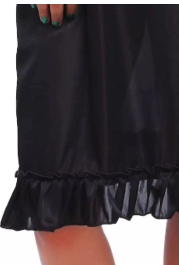 Neha Collection Fasense Satin Round Neck Night Dress Short Nighty - Black, L