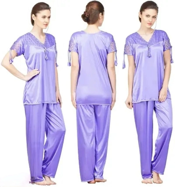 Neha Collection Women's Cotton Multicolour Night Wear With Pant - Heliotrope