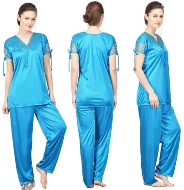 Neha Collection Women's Cotton Multicolour Night Wear With Pant - Malibu
