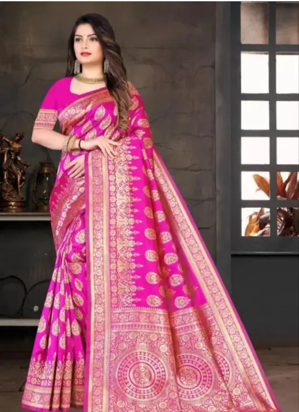 Neha Collection Women Soft Rich Pallu Silk Saree With Blouse - Pink, Free Size