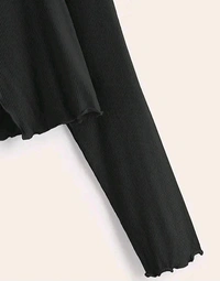 Stylish front Tie Full Sleeve Shrug - Black, XS