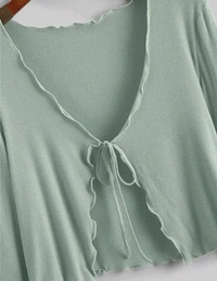 Neha Collection  Stylish front Tie Full Sleeve Shrug - XS, Celadon