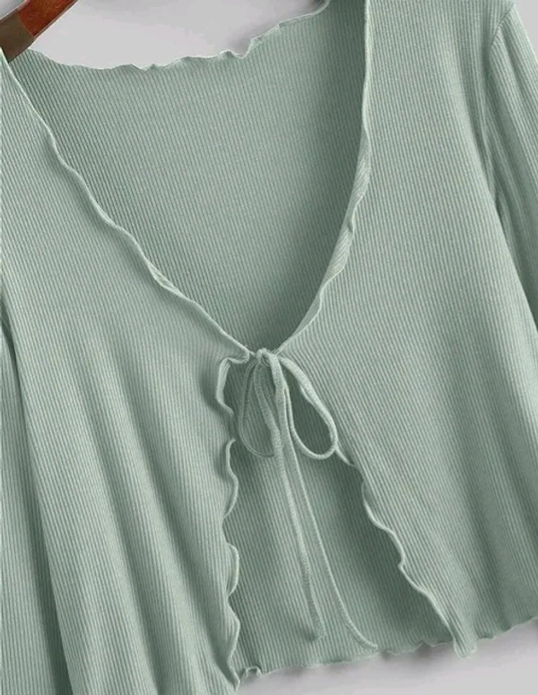 Neha Collection  Stylish front Tie Full Sleeve Shrug - Granny Smith Apple, L