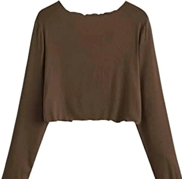 Neha Collection  Stylish front Tie Full Sleeve Shrug - Brown, XS