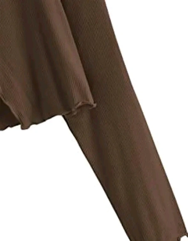 Neha Collection  Stylish front Tie Full Sleeve Shrug - Brown, XS