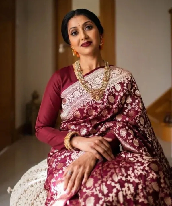 Banarasi Silk Women Banarasi Silk Saree - Maroon