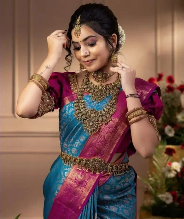 Banarasi Silk Women Banarasi Silk Saree - Sea Blue