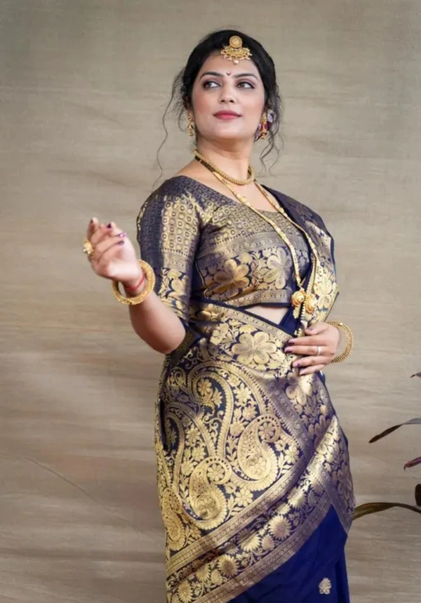 Banarasi Silk Women New Traditional Sarees - Blue