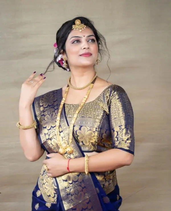 Banarasi Silk Women New Traditional Sarees - Blue