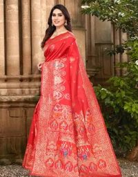 Banarasi Silk Women Trendy Banarasi Super Rich Silk Saree - Red