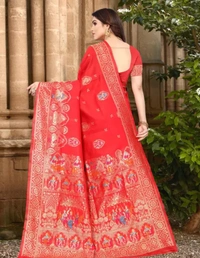 Banarasi Silk Women Trendy Banarasi Super Rich Silk Saree - Red