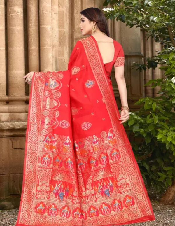 Banarasi Silk Women Trendy Banarasi Super Rich Silk Saree - Red