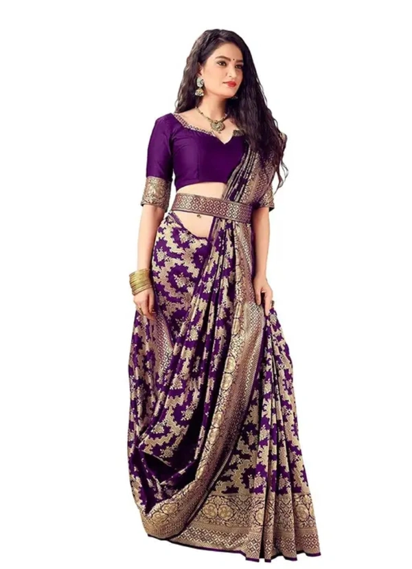 Banarasi Silk Women Graceful Banarasi Saree - Purple