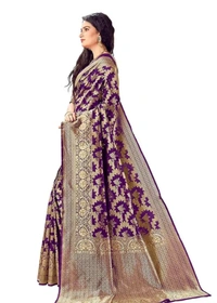 Banarasi Silk Women Graceful Banarasi Saree - Purple