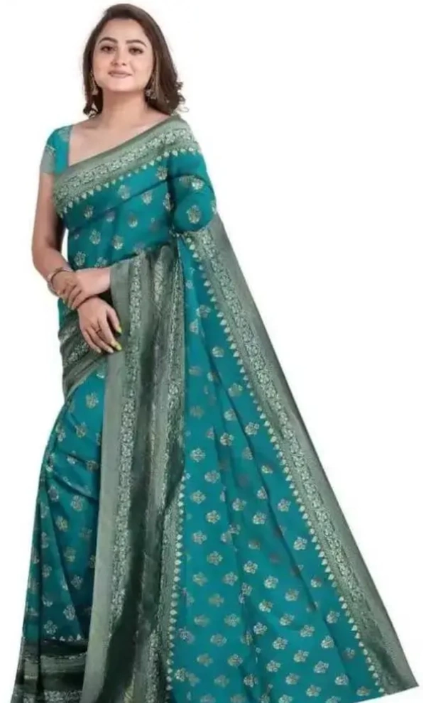 Banarasi Silk Women New Banarasi Trendy Saree - Teal