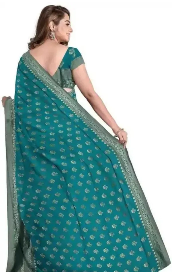 Banarasi Silk Women New Banarasi Trendy Saree - Teal