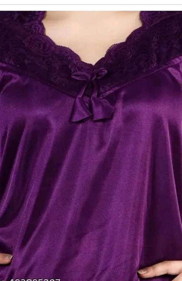 Neha Collection Women's Night Wear Top And Pajama 2 Pice Stylish Nightdress - Purple, L