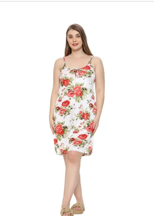Neha Collection Women's Stylish Solid Short Sleeves Night Dress - White, S