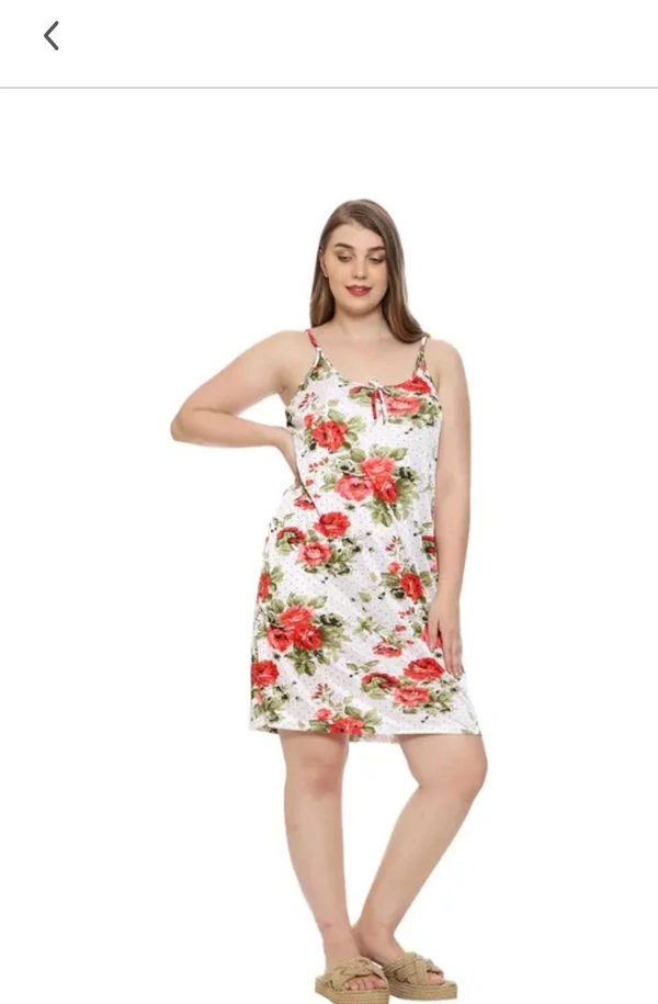 Neha Collection Women's Stylish Solid Short Sleeves Night Dress - White, S