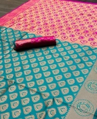 Banarasi Silk Women Designer Jacquard Banarasi Silk Saree - Hippie Blue