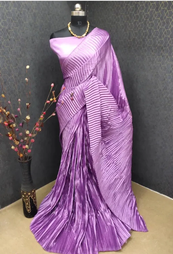 Neha Collection Women Partywear Satin Saree - Fuchsia Pink, Free Size