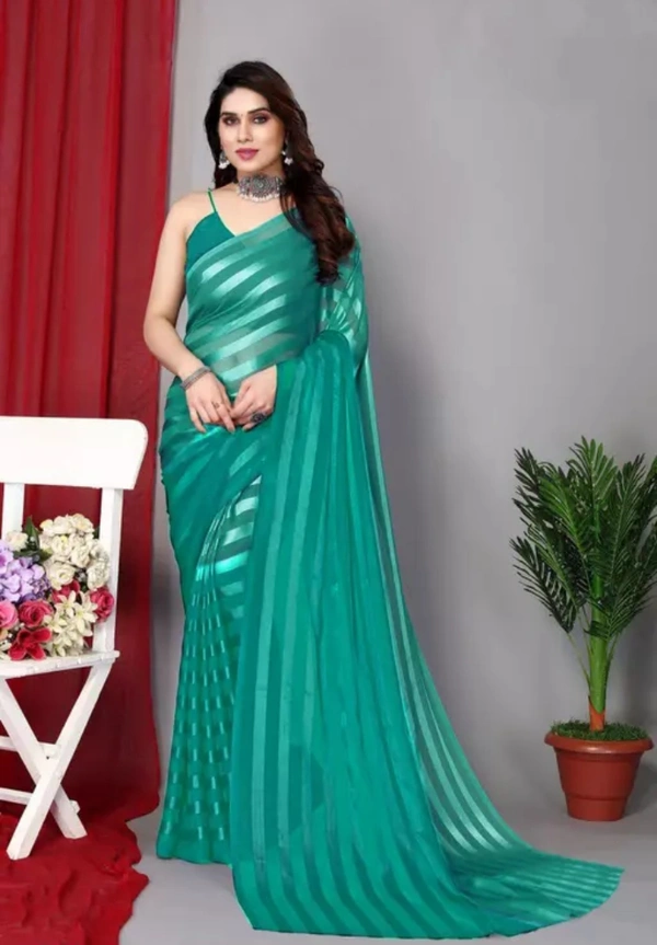 Neha Collection Women Festive Wear Satin Saree Without Blouse Piece - Elm, Free Size