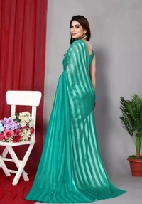 Neha Collection Women Festive Wear Satin Saree Without Blouse Piece - Elm, Free Size