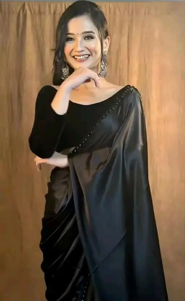 Neha Collection Women Chitrarekha Ensemble Satin Silk Saree - Black, Free Size