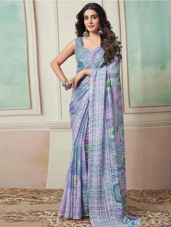 Neha Collection Women Satin And Jari Patta Saree With Running Blouse Piece - Blue, Free Size