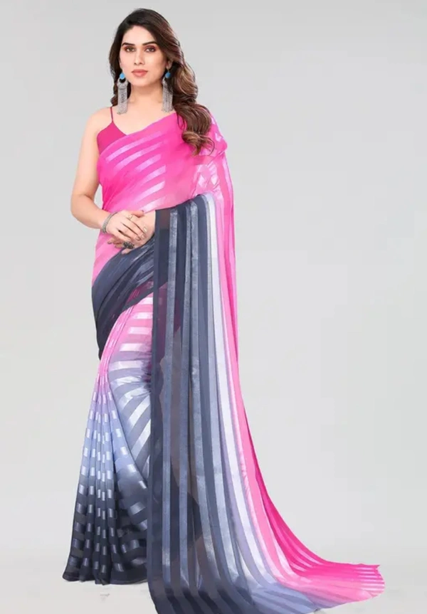 Neha Collection Women Pretty Satin Saree Without Blouse Piece - Pink, Free Size