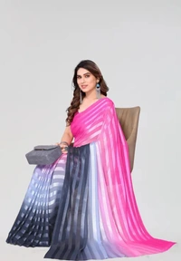 Neha Collection Women Pretty Satin Saree Without Blouse Piece - Pink, Free Size