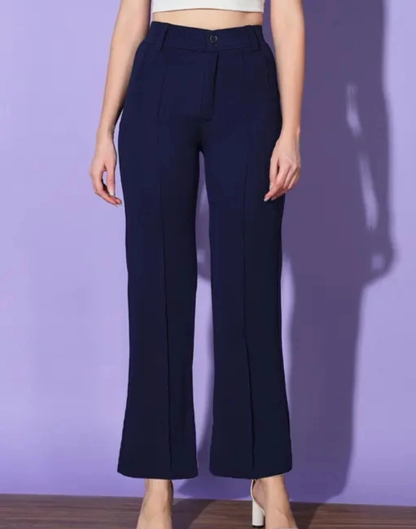 Neha Collection Women Navy Carrera Full Length Formal Trousers And Pants - Navy Blue, 28