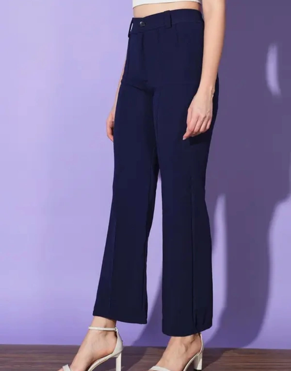 Neha Collection Women Navy Carrera Full Length Formal Trousers And Pants - Navy Blue, 30