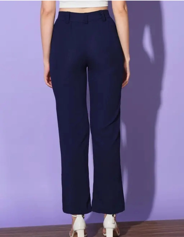 Neha Collection Women Navy Carrera Full Length Formal Trousers And Pants - Navy Blue, 30