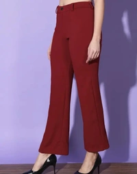 Neha Collection Women Maroon Carrera Full Length Formal Trousers And Pants - Maroon, 28