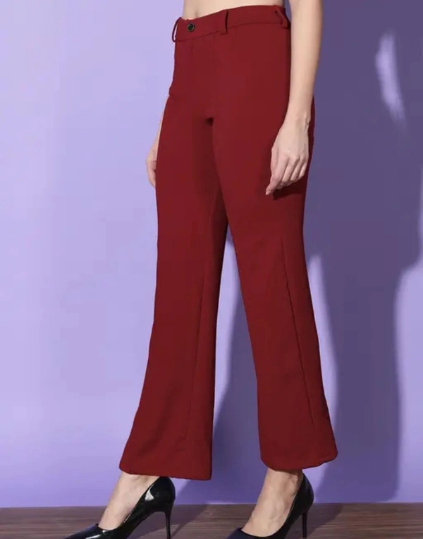 Neha Collection Women Maroon Carrera Full Length Formal Trousers And Pants - Maroon, 28