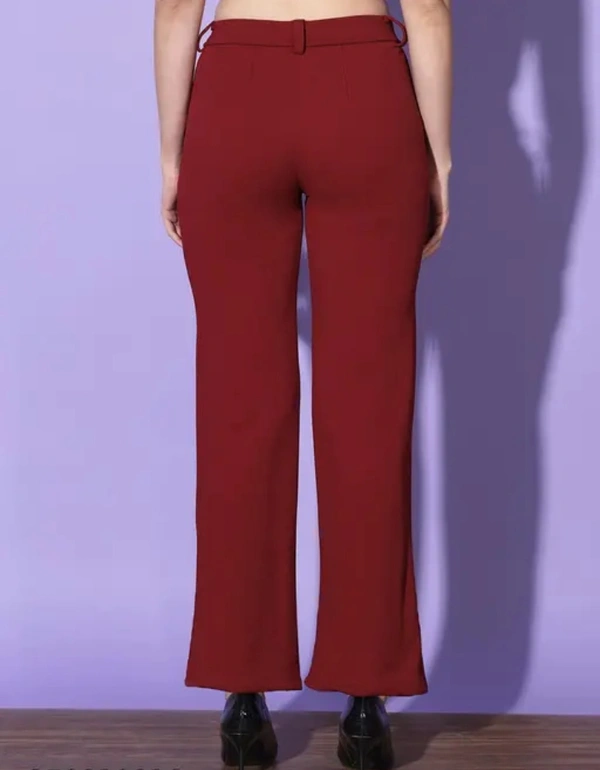 Neha Collection Women Maroon Carrera Full Length Formal Trousers And Pants - Maroon, 28