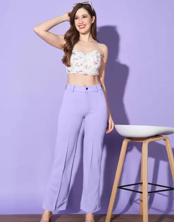 Neha Collection Women Lavendar Carrera Full Length Formal Trousers And Pants - Lavendar, 34