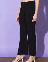 Neha Collection Women Black Carrera Full Length Formal Trousers And Pants - Black, 30