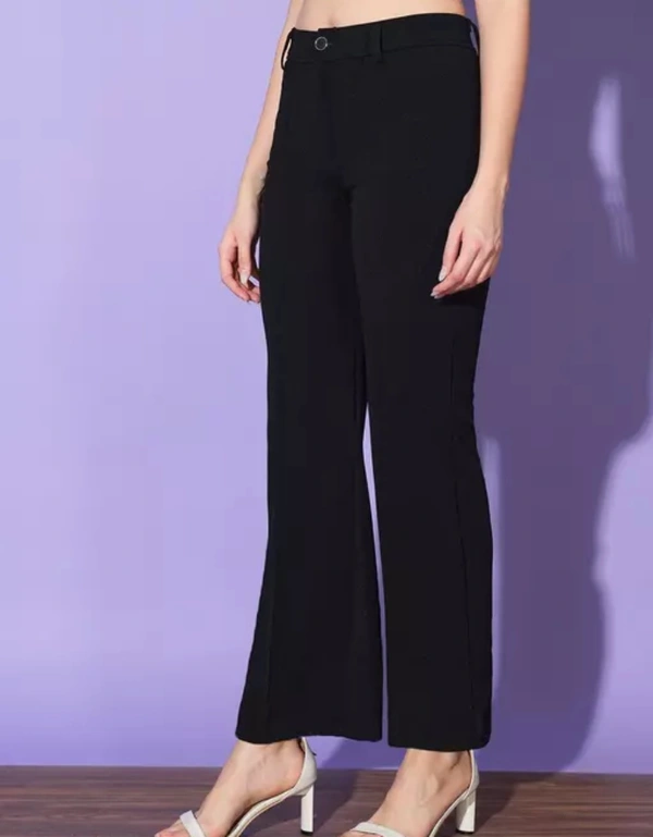 Neha Collection Women Black Carrera Full Length Formal Trousers And Pants - Black, 30