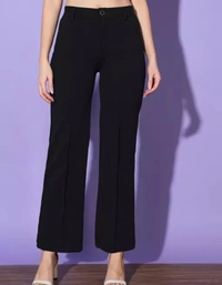 Neha Collection Women Black Carrera Full Length Formal Trousers And Pants - Black, 30